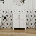 thumbnail image 3 of PULUOMIS 24 Inches Bathroom Vanity in White Finish with Round Ceramic Vessel Sink, Single Bathroom Vanity with Top, 2-Door Cabinet, 3 of 17