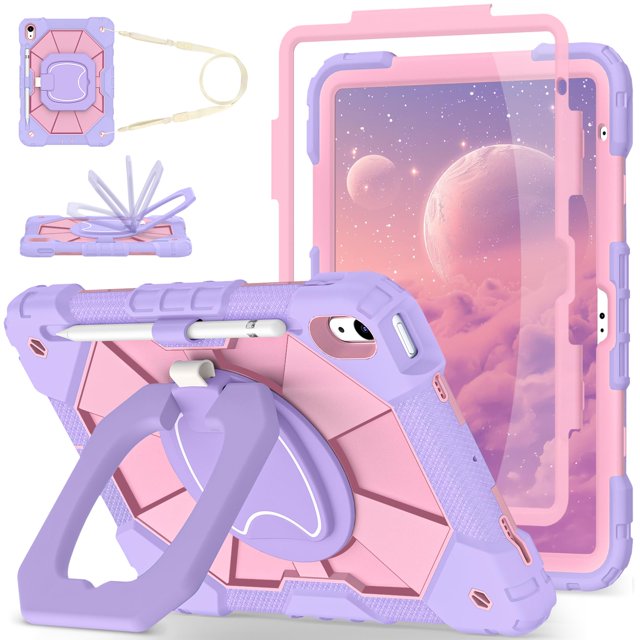 WESOROL Case for iPad (A16) 11th/10th Generation 2025/2022 with Screen Protector Rotating Stand Pencil Holder iPad Case 10th Generation Shockproof Cover f
