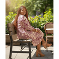 thumbnail image 2 of Women's Peacock Print Tiered Midi Dress With 3/4 Sleeves, 2 of 3