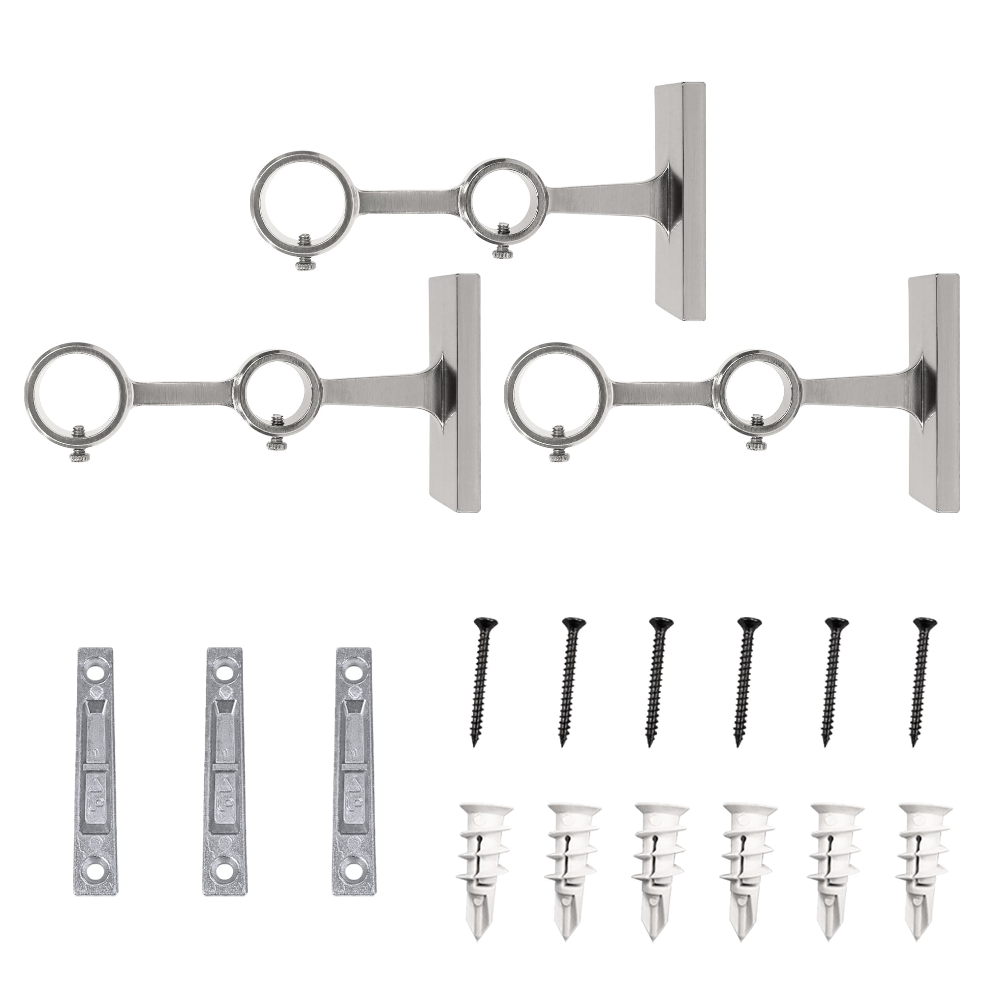 Lumi Home Furnishings Non-Adjustable Double Curtain Rod Brackets 1 in. (3-Piece)