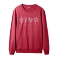 thumbnail image 4 of Women Dressy Blouses Fall Winter Loose Crewneck Long Sleeve Rolled One Shoulder with Pocket Floral Leisure Cotton Pullover Sweatshirts(Red,XXL), 4 of 5