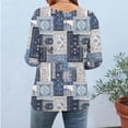thumbnail image 6 of Jsaierl 3/4 Sleeve Womens Tops Casual Round Neck Shirts Retro Graphic Ladies Blouses Going Out Vacation Tunic Top S-5XL, 6 of 7
