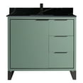thumbnail image 2 of Fine Fixtures Opulence Collection 36 in. W x 18 in. D x 33 in. H Bathroom Vanity in Mint Green with Black Marble Sintered Stone Sink - Black hardware, 2 of 7