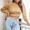 thumbnail image 5 of IROINNID Womens Sweater Round Neckline Pullover Sweater Plaid Casual Mid-Length Long Sleeve Sweater, 5 of 9