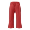 thumbnail image 5 of DeHolifer Girls Capris Pants Cotton Linen Elastic Drawstring Solid Color Loungewear Straight Leg Capris Pants with Pocket,7Years, 5 of 5