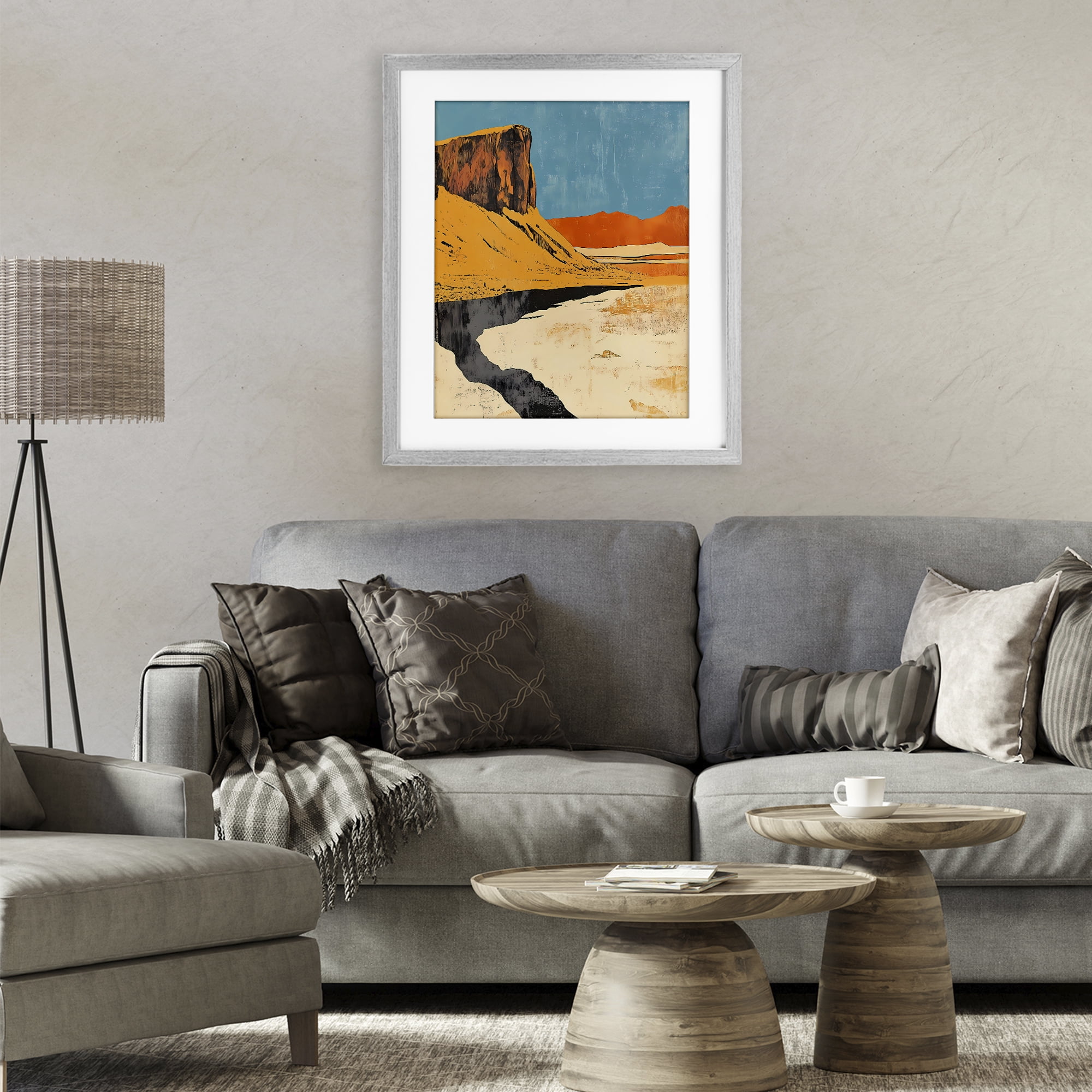 Stupell Industries Canyon Pass Pathway Gray Framed Print Under Glass, design by Walker Noble