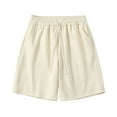 thumbnail image 5 of Levmjia Men's Linen Shorts Casual Elastic Waist Drawstring Casual Shorts Solid Color Drawstring Pocket Straight Middle Pants Split Pants Casual Pants Sports Pants Shorts Pants, 5 of 6