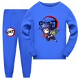 thumbnail image 1 of Conjunto de pijamas de dibujos animados para niños y niñas, ropa de dormir informal de manga larga, con diseño de Demon Slayer, para primavera, 1 of 4