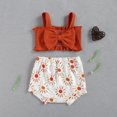 thumbnail image 4 of Xingqing 2PCS Bébé Baby Filles Couleur Unie Débardeurs avec Imprimé Triangle Short, 4 of 9