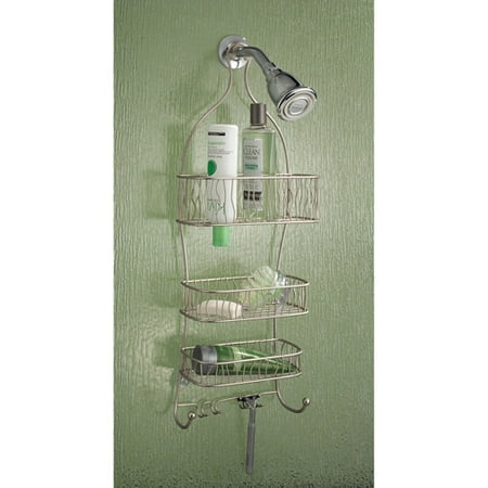 InterDesign Squiggle Bathroom Shower Caddy for Shampoo, Conditioner, Soap, Satin