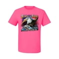 thumbnail image 2 of Wild Bobby, Born To Be Free Blad Eagle and American Flag Cars and Trucks Men's Graphic T-Shirt, Neon Pink, X-Large, 2 of 3