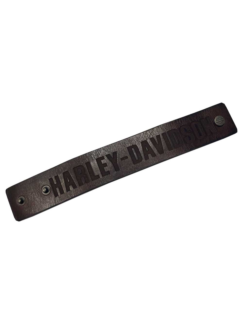 Harley-Davidson Men's Embossed H-D Leather Cuff Bracelet Wristband (S/M) Brown, Harley Davidson