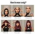 thumbnail image 5 of 12-inch bob wig - brown highlights, bangs, dark roots, high-temperature machined synthetic fibers, adjustable rose mesh, suitable for Halloween, carnivals, Christmas parties, and everyday wear, natur, 5 of 9