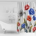 thumbnail image 2 of Shower Curtain Bathroom Set Country Red Blue Gray Flowers Waterproof Fabric Shower Curtains with Grommets&Hooks Watercolor Farm Floral Privacy Bath Curtain for Bathtub 48x72in, 2 of 7