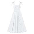thumbnail image 5 of RUTAYY Children Girls Dress Solid Color Square Collar Sleeveless Bow Shoulder Strap Boho Backless Flowy Long Casual Summer Party Wear Beach Vacation Dresses, 5 of 6