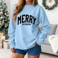 thumbnail image 2 of TTUHYWXI Merry Sweatshirts for Women Oversized Crewneck Christmas Pullover Long Sleeve Xmas Holiday Outfits (Sky Blue, 3XL), 2 of 6