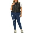 thumbnail image 2 of MODA NOVA Juniors Plus Size Trucker Zipper Front Sleeveless Denim Vest Jacket, 2 of 6