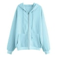 thumbnail image 3 of Wangmeiwg Women's Sweatshirts Women's Tree Print Long Sleeve Casual Zipper Hooded Jacket with Drawstring for Everyday Comfortable Wear Mint Green L, 3 of 4