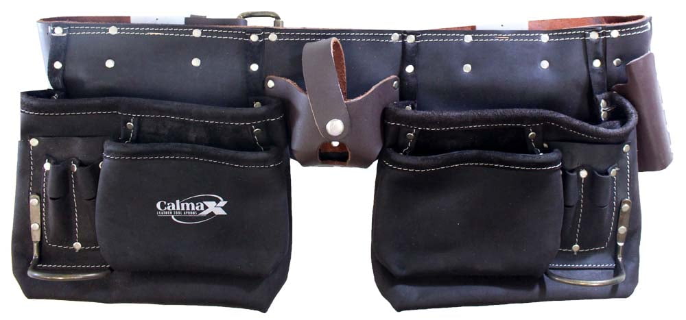 Double Leather Toll Belt Roll Pouch Holder with Adjustable Belt Buckle 11 Pocket 