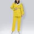 thumbnail image 3 of Scyoekwg Rain Suits Waterproof Raincoat Set Women's Rain Jacket Trouser Suit Two-piece Set Long Sleeved Hooded Set (Yellow,XXXXL), 3 of 8