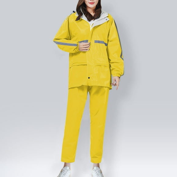 Haivin Women's Rain Jacket and Pants Set, Oxford Cloth Waterproof with Night Reflective, Separate Two-Piece with Hood for Outdoor Activities and Commuting