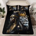 thumbnail image 2 of Feelyou Tribal Black Princess Full Size Sheets, Wildlife Lion King Bed Sheets, Southwestern Bohemian Style Sheet Sets, Microfiber Bedroom Decor, 4pcs, 2 of 7