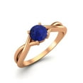 thumbnail image 2 of 0.50 Ctw Round Lapis Solitaire 925 Sterling SIlver Rose Vermeil Split Shank Valentines Day Gifts Ring, 2 of 4