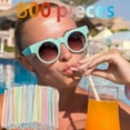 thumbnail image 2 of Deeceymbur Disposable Plastic Drinking Straws Flexible Plastic Straws 200 Plastic Drinking Straws 8 inches Long Multi-Colored Striped Bedable, 2 of 7