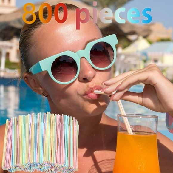 Jiaeri Plastic Drinking Straws Reusable Flexible Striped Party Supplies Bulk Bendy Straws for Smoothies Cocktails Beverages Home Restaurant Cafe Bar