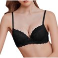 thumbnail image 2 of YWDJ Bras for Women Sleeping Comfortable Bras Wireless Bras Adjustable Straps Half Cup Push up Hollow Sleep Bras Padded Lace Comfy Bras Wrap Solid Comfy Bras Black 36, 2 of 7