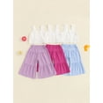 thumbnail image 3 of Loicainy Kids Toddler Girls Summer Outfit 18 24 Months 2T 3T 4T 5T 6T Solid Color Sleeveless Lace Tank Tops and Elastic Casual Wide Leg Pants Summer Clothes Set, 3 of 9