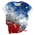 thumbnail image 2 of Cavosen Red White and Blue Clothes for Women Petite 4th of July Short Sleeve Round Neck Shirts American Flag Print Shirts Lady XL Red White and Blue Casual Tops Patriotic Tunic Tees Patriotic Blouses, 2 of 5
