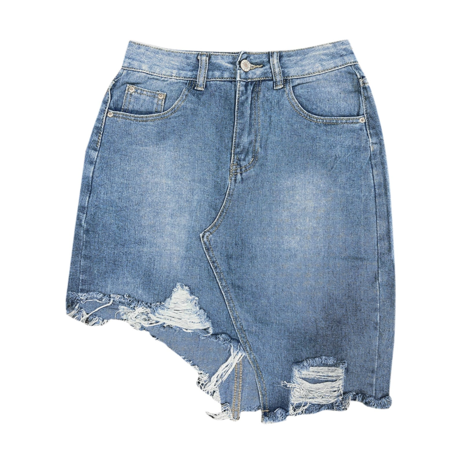 nsendm Female Skirt Adult Knit Skirts for Women Womens Daily Casual Classic Blue Buttons Pockets Ripped Denim Skirt Latex Mini Skirt Light Blue S Walmart