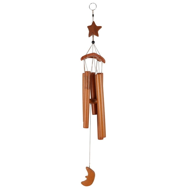 EeaseMX 1 campana de viento de bambú natural con forma de estrella de cinco puntas, decoración colgante.