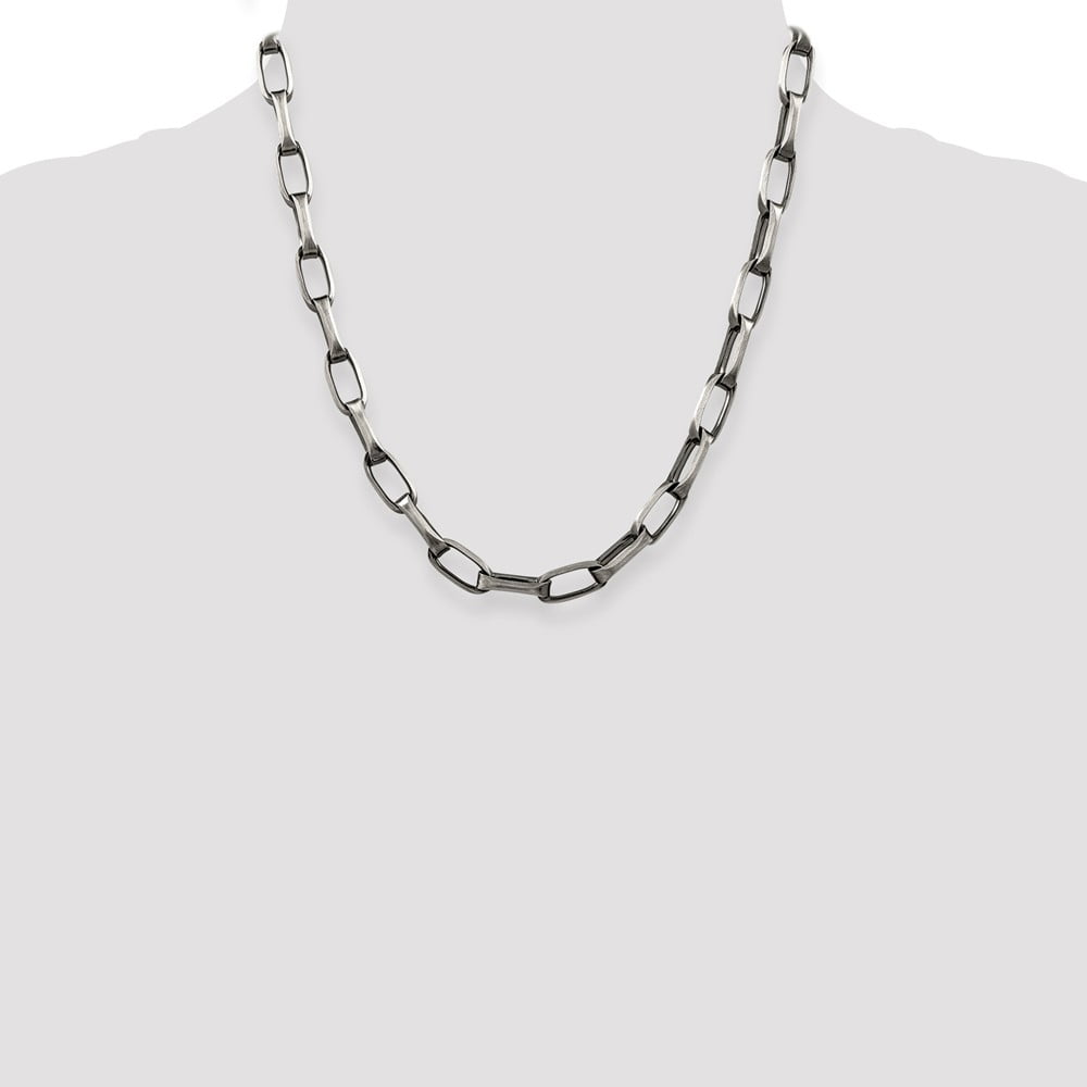 White Sterling Silver necklace Open Link chain 20 in 8 mm