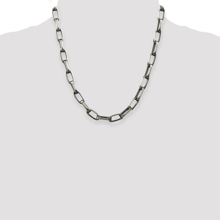 White Sterling Silver necklace Open Link chain 20 in 8 mm