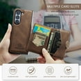 thumbnail image 6 of Wallet Case for Samsung Galaxy Z Fold5 with Detachable Card Holder Cover, Premium PU Leather Slim Kickstand Magnetic Closure Soft Silicone Shockproof Protective Phone Case, Brown, 6 of 8
