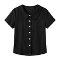 thumbnail image 5 of FAHUOMU Women's Blouse Tops Short Sleeve Crew Neck Cotton Linen Spring Summer Shirts Solid Color Casual Lightweight Breathable Fashion Tunics, 5 of 8