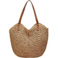 thumbnail image 1 of Bolso de mano de paja informal de verano, bolso de hombro tejido de gran capacidad para vocación de playa de verano, 1 of 5