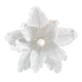 thumbnail image 4 of Cozeii 3 Pcs Christmas Ornaments, Artificial Velvet Glitter Poinsettia Flowers with Stems for Xmas Tree Wreath Garland Decoration (White）, 4 of 5