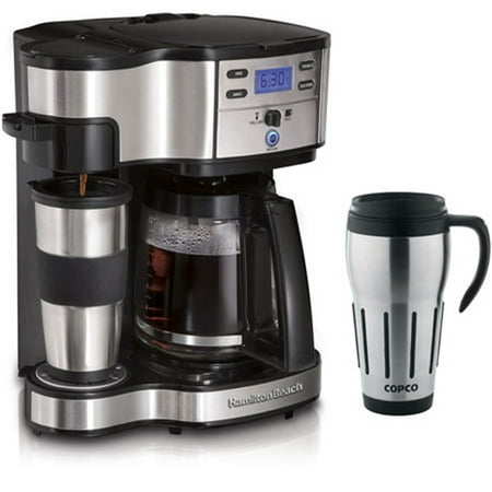 Two Way Brewer Single Serve and 12 cup Coffee Maker w/ Thermal Travel Mug Bundle - Walmart.com