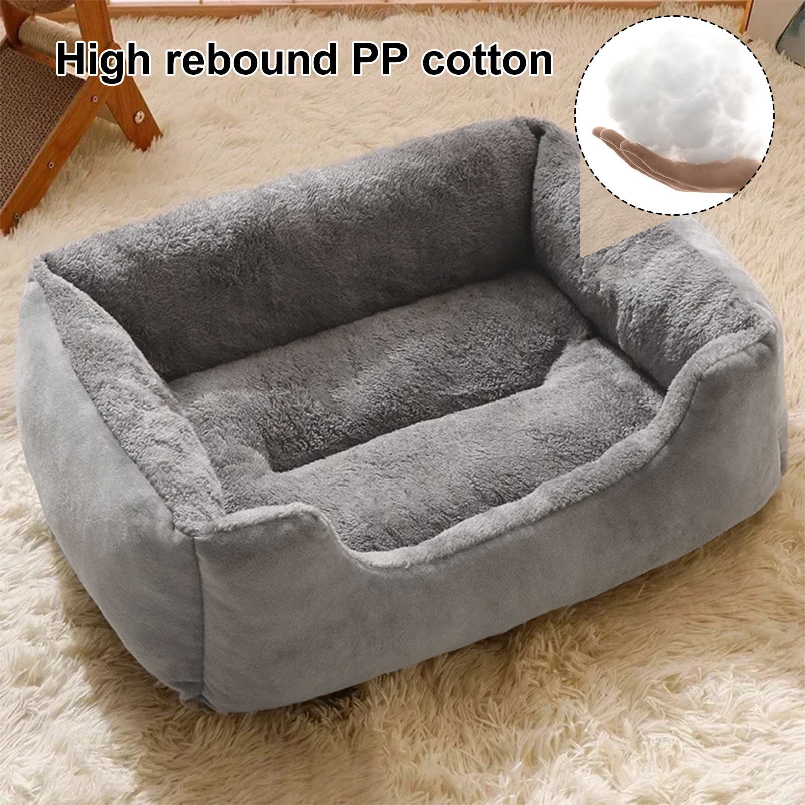 Dog Bed for Large Medium Small Dogs, Rectangle Washable Sleeping Orthopedic Pet Sofa Bed, Soft Calming Cat/Puppy Beds for Indoor Cats