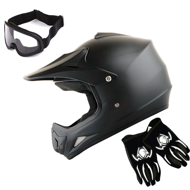 Casco de motocross WOW para niños, BMX, MX, ATV, negro mate