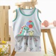 thumbnail image 2 of Toddler Boy Summer Clothes Cute Graphic Tank Tops Shorts Outfits Lightweight Elastic Cotton Short Sets Grey 18-24 Months, 2 of 4
