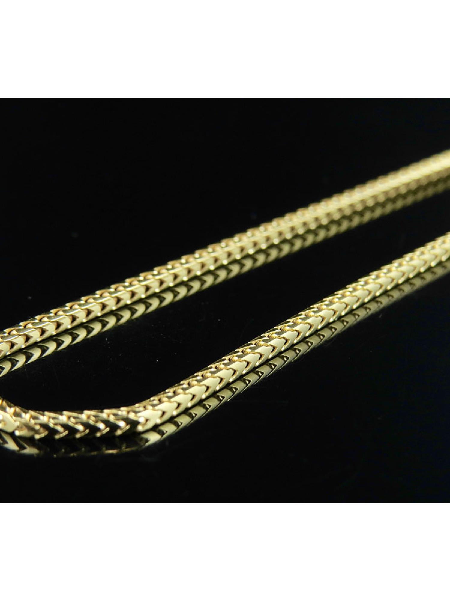 Solid 10K Yellow Gold Franco Box Link Chain Necklace 1.3 MM 16-30 Inches