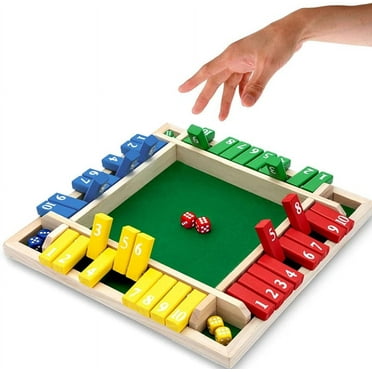 SUSWIM Shut The Box Dice Game,2-4 Player Family Wooden Board Table Math Games for Adults and Kids, 8 Dices Classics Tabletop Version Games for Classroom,Home,Party or Pub