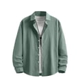 thumbnail image 3 of Men's Summer Short Sleeve Shirt Tops T-Shirt Round Neck Casual Loose Fit Cotton Linen Blend Breathable Cooling Beach Vacation Golf Travel Outfits | AESTIVO,Mint Green L, 3 of 9