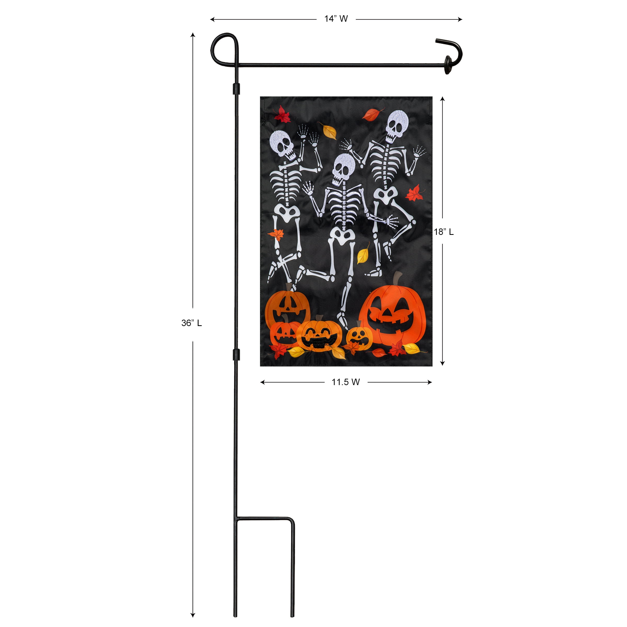 Meadow Creek Harvest 11.5" x 18" Dancing Skeletons Outdoor Yard Flag with Stand