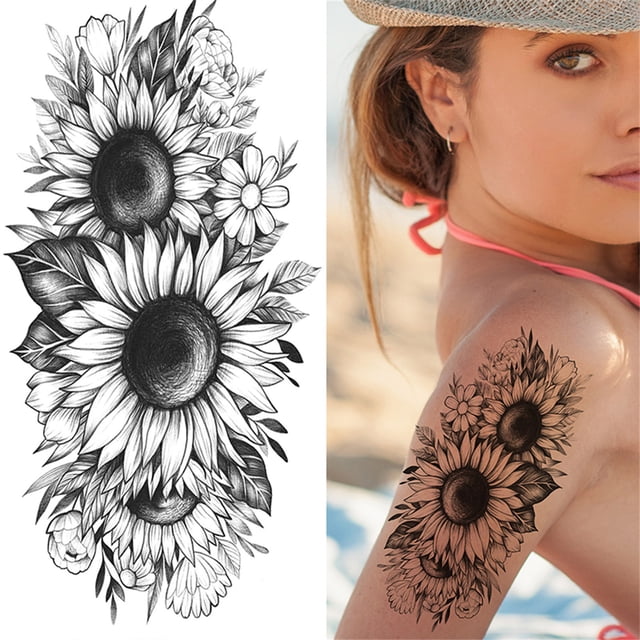 Fiudx Tatuajes de Bocetos, Pegatinas Abstractas, Flores Rosas