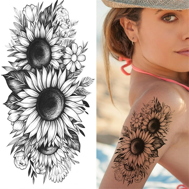 Fiudx Ofertas Relámpago Bocetos Tatuajes Pegatinas Pegatinas Abstractas Flores Rosas